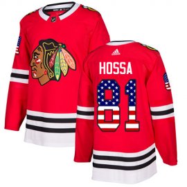 Adidas Chicago Blackhawks #81 Marian Hossa Red Home Authentic USA Flag Stitched NHL Jersey