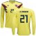 Colombia #21 E.Cardona Home Long Sleeves Soccer Country Jersey