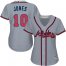 Atlanta Braves #10 Chipper Jones Grey Road Womens Stitched MLB Jersey