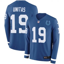 Nike Indianapolis Colts #19 Johnny Unitas Royal Blue Team Color Mens Stitched NFL Limited Therma Long Sleeve Jersey
