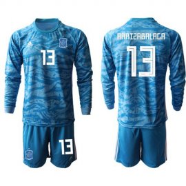Spain #13 Arrizabalaga Blue Goalkeeper Long Sleeves Soccer Country Jersey