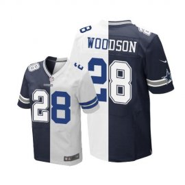 Nike Dallas Cowboys #28 Darren Woodson Navy Blue/White Mens Stitched NFL Elite Split Jersey
