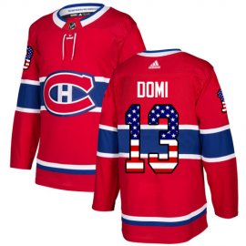Adidas Montreal Canadiens #13 Max Domi Red Home Authentic USA Flag Stitched Youth NHL Jersey