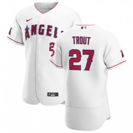 Los Angeles Angels #27 Mike Trout Mens Nike White Home 2020 Authentic Player MLB Jersey
