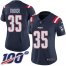 Nike New England Patriots #35 Kyle Dugger Navy Blue Womens Stitched NFL Limited Rush 100th Season Jersey