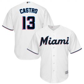 Miami Marlins #13 Starlin Castro White Cool Base Stitched Youth MLB Jersey