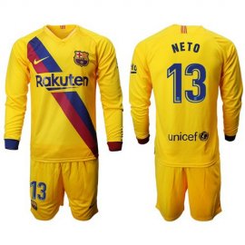 Barcelona #13 Neto Away Long Sleeves Soccer Club Jersey