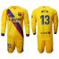 Barcelona #13 Neto Away Long Sleeves Soccer Club Jersey