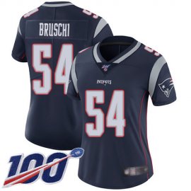 Nike New England Patriots #54 Tedy Bruschi Navy Blue Team Color Womens Stitched NFL 100th Season Vapor Limited Jersey