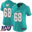 Nike Miami Dolphins #68 Robert Hunt Aqua Green Team Color Womens Stitched NFL 100th Season Vapor Untouchable Limited Jersey
