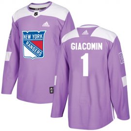Adidas New York Rangers #1 Eddie Giacomin Purple Authentic Fights Cancer Stitched NHL Jersey