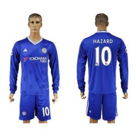 Chelsea #10 Hazard Home Long Sleeves Soccer Club Jersey