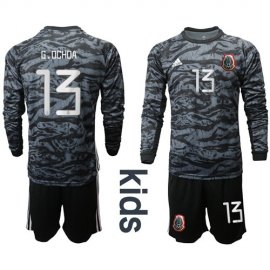 Mexico #13 G.Ochoa Black Goalkeeper Long Sleeves Kid Soccer Country Jersey