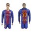 Barcelona #20 Roberto Home Long Sleeves Soccer Club Jersey