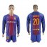 Barcelona #20 Roberto Home Long Sleeves Soccer Club Jersey