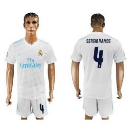 Real Madrid #4 Sergio Ramos White Home Soccer Club Jersey