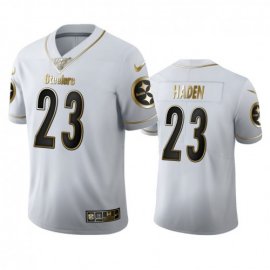 Pittsburgh Steelers #23 Joe Haden Mens Nike White Golden Edition Vapor Limited NFL 100 Jersey