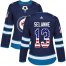 Adidas Winnipeg Jets #13 Teemu Selanne Navy Blue Home Authentic USA Flag Womens Stitched NHL Jersey