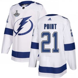 Adidas Tampa Bay Lightning #21 Brayden Point White Road Authentic Youth 2020 Stanley Cup Champions Stitched NHL Jersey