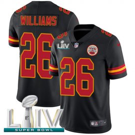 Nike Kansas City Chiefs #26 Damien Williams Black Super Bowl LIV 2020 Mens Stitched NFL Limited Rush Jersey