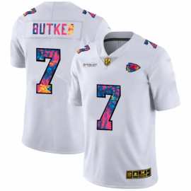 Kansas City Chiefs #7 Harrison Butker Mens White Nike Multi-Color 2020 NFL Crucial Catch Limited NFL Jersey