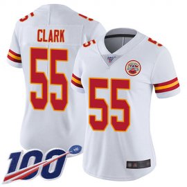 Nike Kansas City Chiefs #55 Frank Clark White Womens Stitched NFL 100th Season Vapor Limited Jersey