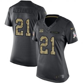 Nike Cincinnati Bengals #21 Mackensie Alexander Black Womens Stitched NFL Limited 2016 Salute to Service Jersey