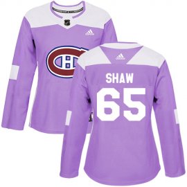 Adidas Montreal Canadiens #65 Andrew Shaw Purple Authentic Fights Cancer Womens Stitched NHL Jersey