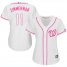 Washington Nationals #11 Ryan Zimmerman White/Pink Fashion Womens Stitched MLB Jersey