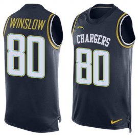 Nike Los Angeles Chargers #80 Kellen Winslow Navy Blue Team Color Mens Stitched NFL Limited Tank Top Jersey