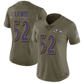 Nike Baltimore Ravens #52 Ray Lewis Olive Womens Stitched NFL Limited 2017 Salute to Service Jersey
