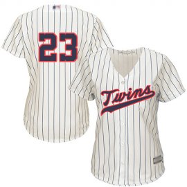 Minnesota Twins #23 Nelson Cruz Cream Strip Alternate Womens Stitched MLB Jersey