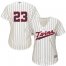 Minnesota Twins #23 Nelson Cruz Cream Strip Alternate Womens Stitched MLB Jersey