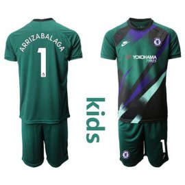 Chelsea #1 Arrizabalaga Green Goalkeeper Kid Soccer Club Jersey