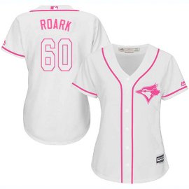 Toronto Blue Jays #60 Tanner Roark White/Pink Fashion Womens Stitched MLB Jersey