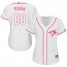 Toronto Blue Jays #60 Tanner Roark White/Pink Fashion Womens Stitched MLB Jersey