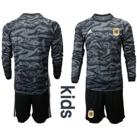 Argentina Blank Black Long Sleeves Goalkeeper Kid Soccer Country Jersey