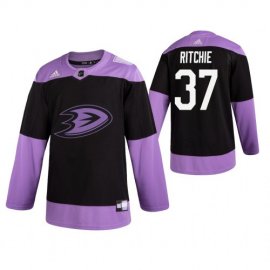 Adidas Anaheim Ducks #37 Nick Ritchie Mens Black Hockey Fights Cancer Practice NHL Jersey