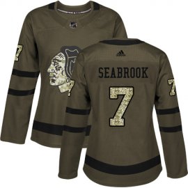 Adidas Chicago Blackhawks #7 Brent Seabrook Green Salute to Service Womens Stitched NHL Jersey