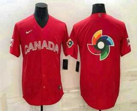 Mens Canada Baseball 2023 Red World Big Logo With Patch Classic Stitched Jerseys