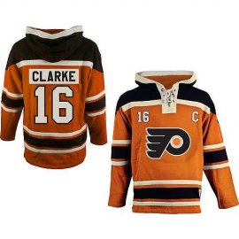 Philadelphia Flyers #16 Bobby Clarke Orange Sawyer Hooded Sweatshirt Stitched NHL Jersey