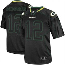 Nike Green Bay Packers #12 Aaron Rodgers Lights Out Black Mens Stitched NFL Elite Jersey
