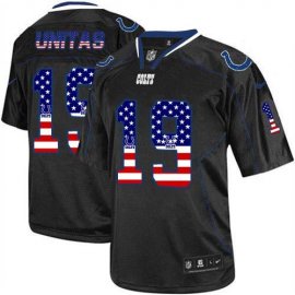 Nike Indianapolis Colts #19 Johnny Unitas Black Mens Stitched NFL Elite USA Flag Fashion Jersey