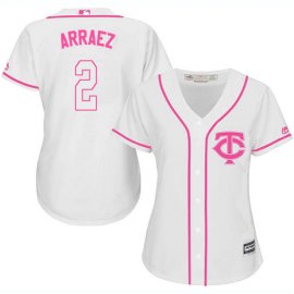 Minnesota Twins #2 Luis Arraez White/Pink Fashion Womens Stitched MLB Jersey