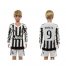 Juventus #9 Morata Home Long Sleeves Kid Soccer Club Jersey