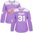Adidas Detroit Red Wings #31 Calvin Pickard Purple Authentic Fights Cancer Womens Stitched NHL Jersey
