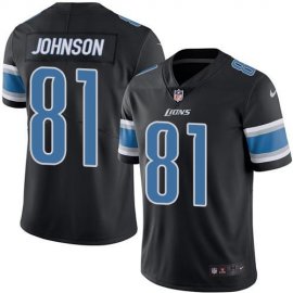 Nike Detroit Lions #81 Calvin Johnson Black Mens Stitched NFL Limited Rush Jersey