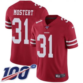 Nike San Francisco 49ers #31 Raheem Mostert Red Team Color Mens Stitched NFL 100th Season Vapor Untouchable Limited Jersey