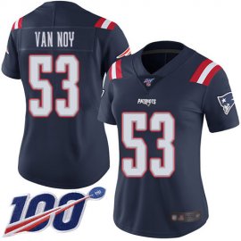 Nike New England Patriots #53 Kyle Van Noy Navy Blue Womens Stitched NFL Limited Rush 100th Season Jersey