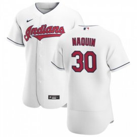 Cleveland Indians #30 Tyler Naquin Mens Nike White Home 2020 Authentic Team MLB Jersey